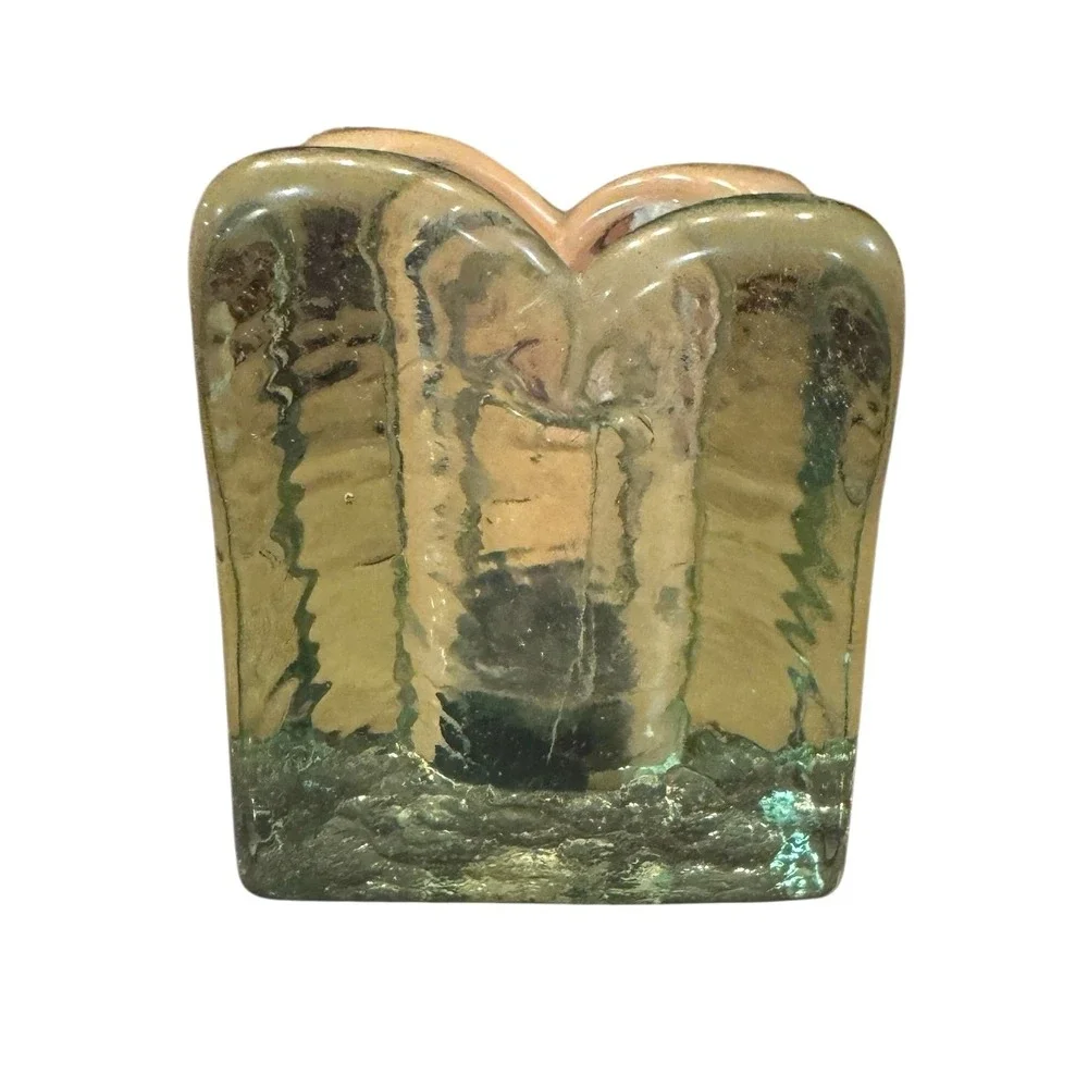 Mesa International Handcrafted Mexico Glass Wrought Iron Leaf Votive Holder